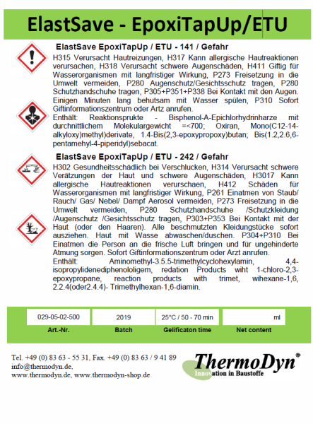 Şap zeminler için TDyn ElastSave 2-K Epoksi Onarım Sistemi (çift kartuş)